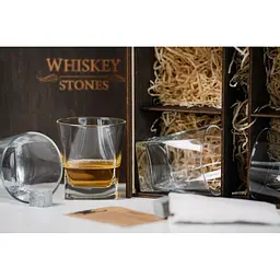 Подарунковий набір Whiskey Stones камені для віскі в дерев'яному пеналі №4 + 4 склянки Pasabahce Baltic + щипці + мішечок - мініатюра 6
