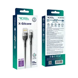 Кабель для подзарядки USB Ridea RC-XS51 X-Silicone USB-Type C 60W 20V/3A 1.2 м Черный - миниатюра 3