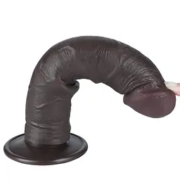Фалоімітатор із присоскою Lovetoy Sliding-skin Dong 20 см чорний - мініатюра 12