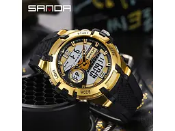 Чоловічий наручний годинник 6015 Black-Gold Sanda acs0030967 - мініатюра 5