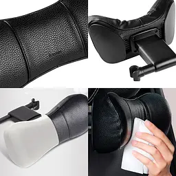 Подушка на підголовник Baseus First Class Car Headrest / Пінополіуретан екошкіра / Чорна 1 шт (CRTZ01-01) - мініатюра 7