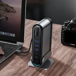 Хаб-концентратор Baseus Working Station Type-C Hub док-станція CAHub-BG0G - мініатюра 6