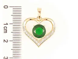 Кулон XUPING Позолота 18K «Сердечко з зеленим фіанітом і цирконієм» для ланцюжка до 5мм (262310) - мініатюра 2