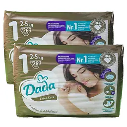 Підгузки Dada Extra Care 1 (2-5 кг), 52 шт New
