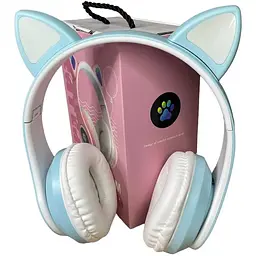 Навушники бездротові Opt-Top Cat ear В39М FM-радіо MicroSD Bluetooth з вушками та підсвічуванням блакитні (1756375771) - мініатюра 6