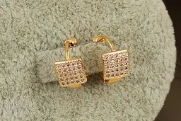 Сережки дитячі Xuping Jewelry квадратики з фіанітами довжина 1,2 см золотисті - мініатюра 2
