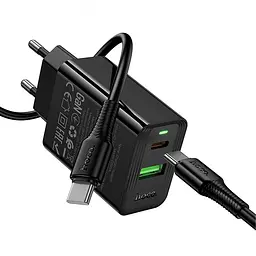 МЗП Hoco CS95A Leader PD30W+QC3.0 (1USB-A/1C) + кабель Type-C to Type-C Black - мініатюра 5