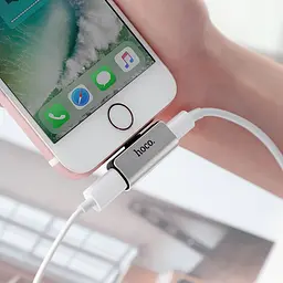 Перехідник адаптер Hoco LS24 dual lightning digital audio converter for Apple Silver - мініатюра 3
