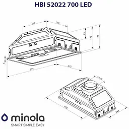 Витяжка вбудована Minola HBI 52022 BL 700 LED - мініатюра 9