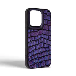 Кожаный чехол для Apple iPhone 15 Pro, Harder Kaiju Skin, синий, термополиуретан ТПУ + экокожа с эффектом текстуры монстра, панель, защита корпуса, противоударный, микрофибра, рамка вокруг камеры, защита всего корпуса, (ARM76841) - мініатюра 2