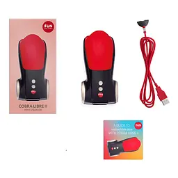 Мастурбатор для головки пеніса Fun Factory COBRA LIBRE II black/red, 2 мотори, гра без рук - мініатюра 5
