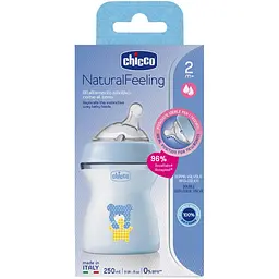 Пляшечка для годування Chicco Natural Feeling, Color, з силіконовою соскою, 250 мл, блакитний (81323.20) - мініатюра 9