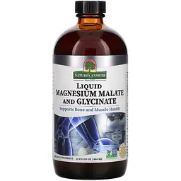 Магній малат та гліцинат Nature's Answer Liquid Magnesium Malate and Glycinate 200 мг зі смаком мандарину 480 мл