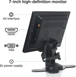 Монітор відеоспостереження AISHICHEN 7 дюймів, міні-монітор 1024X600, 60 Гц, вбудовані динаміки - мініатюра 5