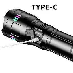 Ручний ліхтар G02-PM-50TG із зумом +Type-C + PowerBank (8х18650) 5 режимів - мініатюра 2