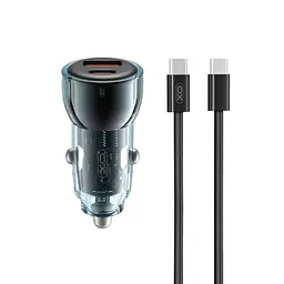 Автомобільний зарядний пристрій XO CC60 Smart прозрачний Car Charger A30+C30 Simultaneous 60W+Cable - мініатюра 3