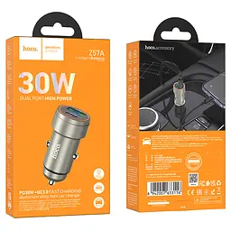 АЗП Hoco Z57A Glorious PD30W+QC3.0 car charger Black - мініатюра 2