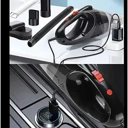 Автомобільний пилосос Grikey А4 портативний з ліхтариком 2 насадками 8кПа 130W Чорний (GK596) - мініатюра 6