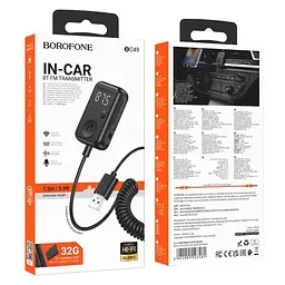Автоадаптер - FM-модулятор BOROFONE BC49 June car BT FM transmitter - мініатюра 2