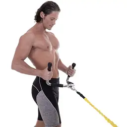Ручка для тяги York Fitness багатофункціональна з гумовими рукоятками, хром - мініатюра 10