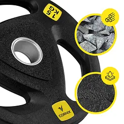 Диск олімпійський Cornix 1 x 15 кг 51 мм металевий, прогумований Black XR-0427 - мініатюра 3