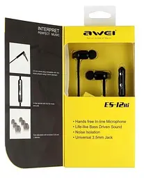 Дротові навушники Awei ES-12hi, 3.5mm, 1.2m, black - мініатюра 6