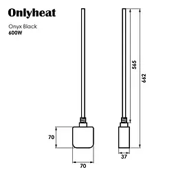 ТЕН для рушникосушки OnlyHeat Onyx Black 0,6 кВт, Чорний - мініатюра 5