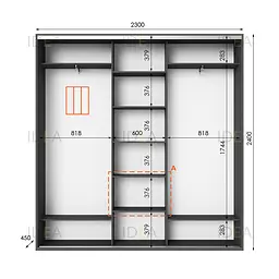 Шафа-купе Idea серія 2 230 x 45 x 240 см Антрацит Дзеркало - мініатюра 2