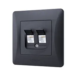 Розетка CAT6+CAT6 комп'ютерна подвійна чорний графіт VIDEX BINERA VIDEX (25085-000) - мініатюра 3