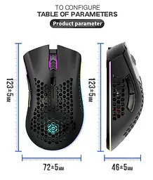 Бездротова Ігрова RGB Миша K-Snake BM600 2.4G з підсвічуванням Чорна  - мініатюра 4