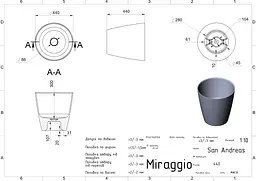 Умивальник Miraggio SAN ANDREAS (0000236) Miramarble, Глянцевий, Накладний, Білий - мініатюра 2