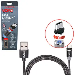 Кабель магнітний VOIN MC-2301M BK USB - Micro USB 2,4А, 1m, black (тільки зарядка)