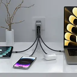 Мережевий зарядний пристрій Satechi 145 Вт USB-C 4-Port PD GaN Travel Space Gray з комплектом адаптерів для подорожей (ST-W145GTM) - мініатюра 7