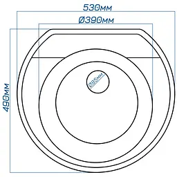 Мийка кухонна Valetti 31N гранітна 530х490 мм сіра - мініатюра 6