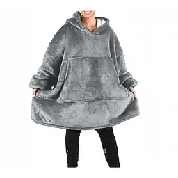 Толстовка-плед з капюшоном Huggle Hoodie Ultra Plush Blanket | Плюшева кофта | Плед із рукавами Oversize СІРИЙ - мініатюра 3