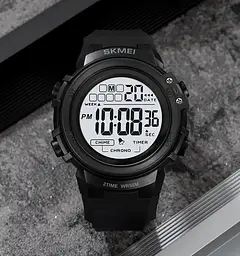 Годинник чоловічий наручний спортивний Skmei 2260 (Чорний з білим) - мініатюра 4