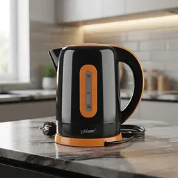 Електрочайник мережевий з індикатором рівня води Maestro MR-040-Black об'єм 1.7 л електричний чайник дисковий для дому 2000 Вт Чорний з помаранчевими вставками - мініатюра 2