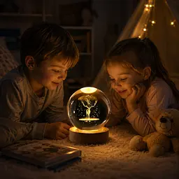 Світлодіодна кришталева куля, декоративна універсальна 3D нічниця, кришталева куля "Олень" - мініатюра 3
