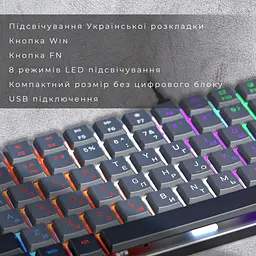 Клавіатура GamePro Red Swich Low Profile USB Dark Gray дротова (MK140R) - мініатюра 10