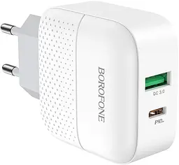 Зарядний пристрій Borofone BA46A Premium PD+QC3.0 3A 18W white - мініатюра 2