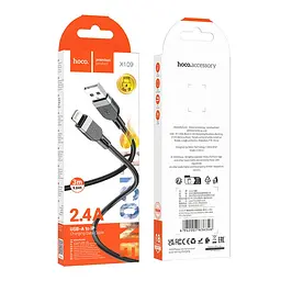 Кабель синхронізації Hoco X109 Silicone 2.4A USB to Lightning 3m Black (35925_3605830) - мініатюра 3
