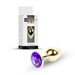 Анальна пробка з кристалом B - Series HeavyFun Plug-Jewellery Gold, 7 см (фіолетовий) - мініатюра 10