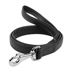 Повідець для собак WAUDOG Glamour шкіряний M-XXL чорний (33761)