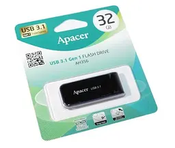 Флеш-накопичувач USB 32Gb AH356, Black, USB 3.2 Gen 1 (AP32GAH356B-1) Apacer teh0029147