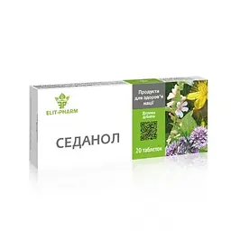 Таблетки Elit-Pharm Седанол для підтримки спокійного сну та нервової системи 20 таблеток