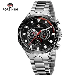 Чоловічий наручний годинник 6911 Silver-Black Forsining acs0031387 - мініатюра 1
