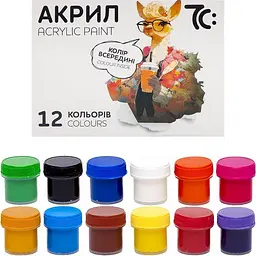 Дитячий набір акрилових фарб 7C51202, 12 кольорів, по 10 метрів - мініатюра 2