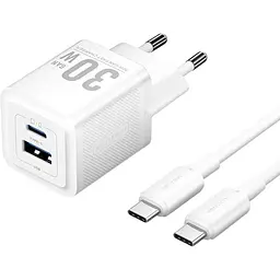Зарядний пристрій Vention 30W 2×USB (USB-A/USB-C) з кабелем USB-C M-M White (TZ-FEQW0-EU-01)