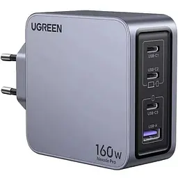 Зарядний пристрій 4xUSB 160W (3xUSB-C + USB-A) GaN + Type-C cable 100W сірий X763 Nexode Pro Ugreen (25877) - мініатюра 6