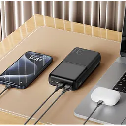 Повербанк чорний, зовнішній акумулятор, Power bank ХО РR252 20000 mAh 2xUSB-A - мініатюра 4